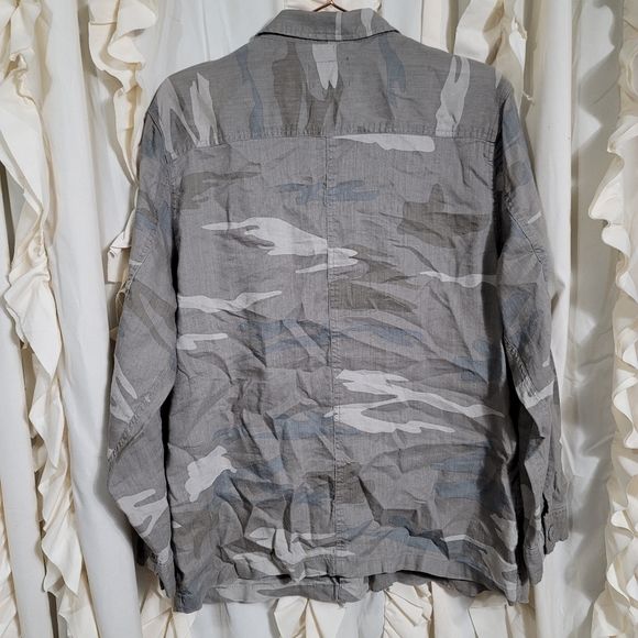Rails Everett Camo Linen Blend Button Up Shirt Shacket Large - Picture 9 of 10